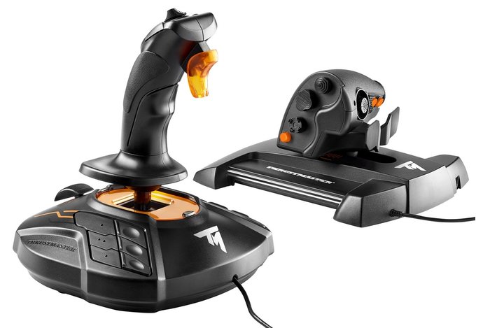 Photo ČR: Letecký joystick a plynový pedál Thrustmaster T.16000M FCS HOTAS