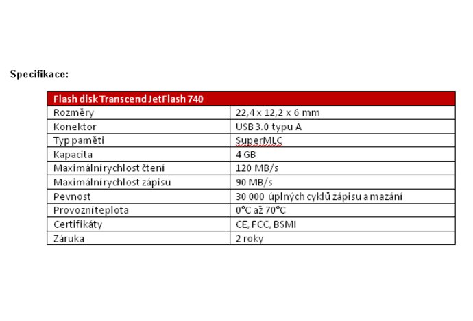 Photo ČR: Flash disk s technológiou SuperMLC od firmy Transcend s nadpriemernými parametrami