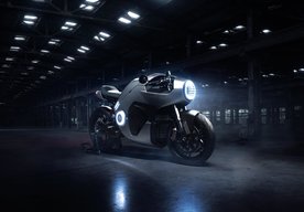 Photo Koncept elektrickej motorky ako zo sci-fi